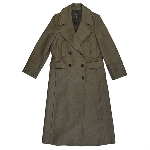 2. ME + EM Khaki Green Melange Wool Longline Coat $768 EUC Sz US 4 - Picture 2 of 6